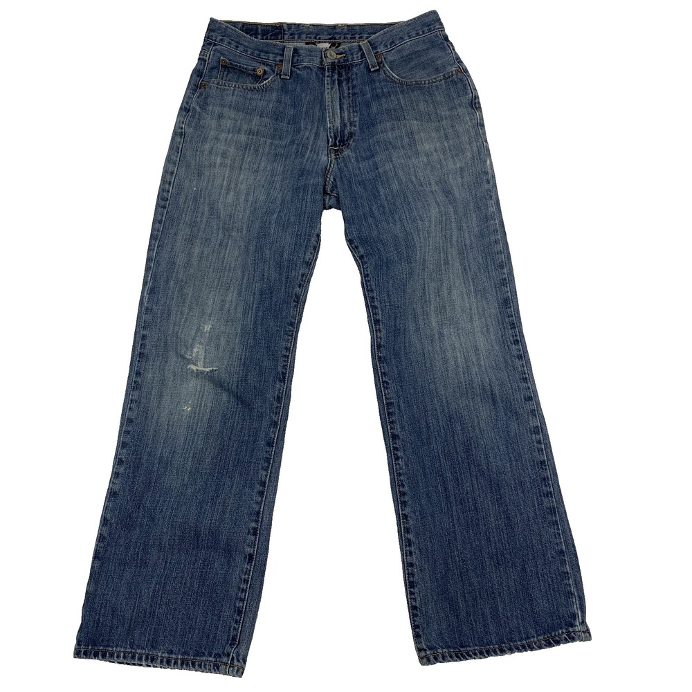 Lucky Brand Dungarees Jeans Men’s 31 Short Bootcut Medium Wash Hole Snag